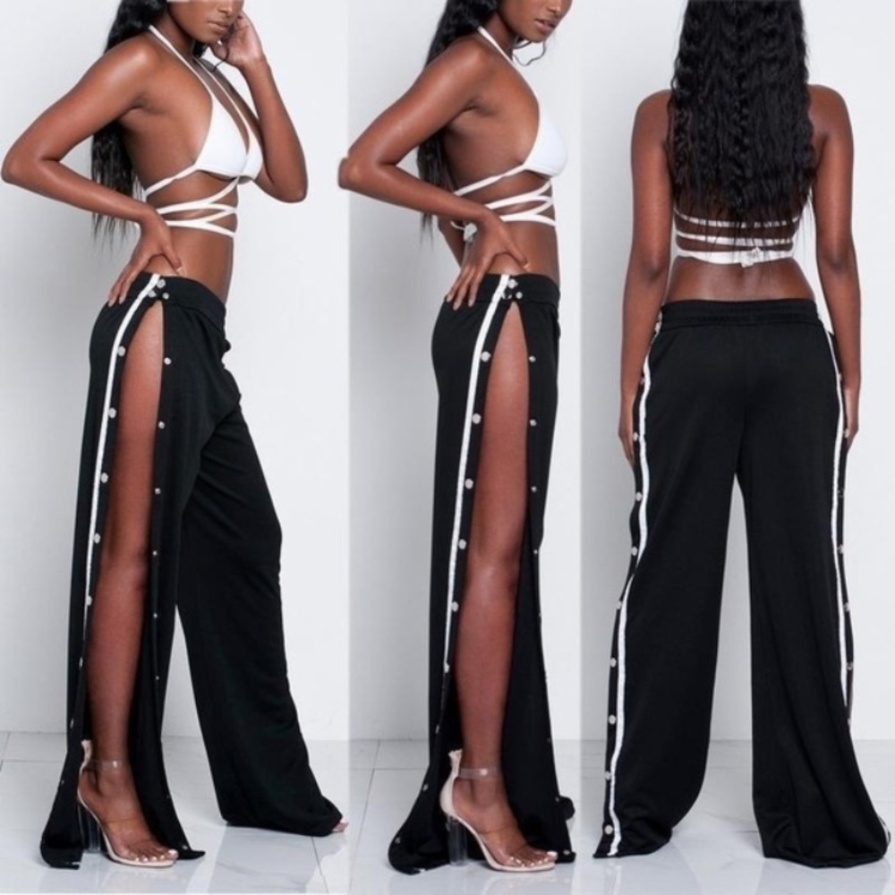 Wide leg pants Snap/button up sides
